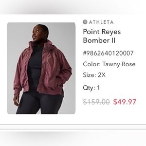 Athleta Bomber Jacket Tawny Rose Color size 2X Hardly Worn built in hood